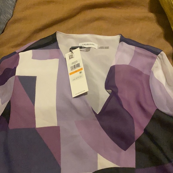 Calvin Klein Pleated-Sleeve Top - Picture 3 of 4